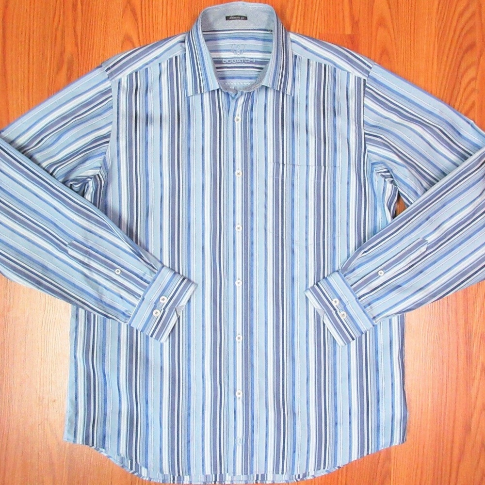 BUGATCHI CLASSIC FIT Mens 100% COTTON POINT COLLAR